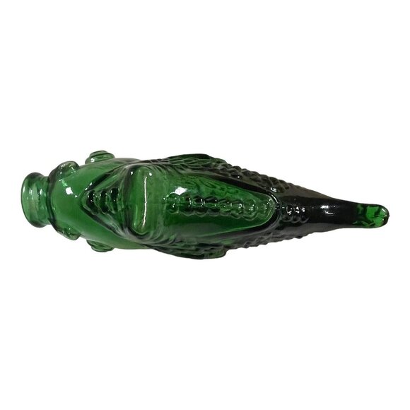 MCM Barware Green Glass Fish Bottle Decanter Bidders Whiskey Bottle Decor Retro - Picture 6 of 9